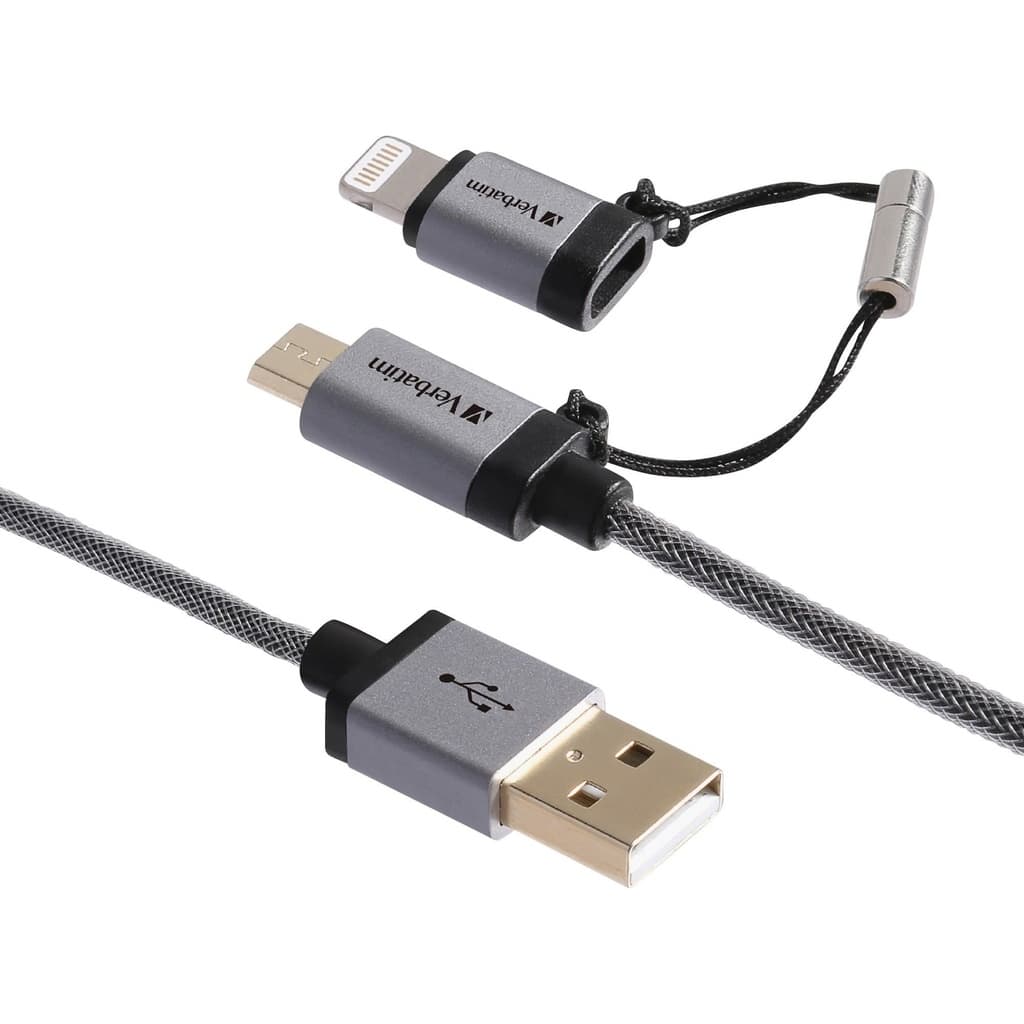 VERBATIM SYNC/CHARGE LIGHTNING/MICRO-USB CABLE DE TRANSFERENCIA DE DATOS, NEGRO, NEGRO - 47