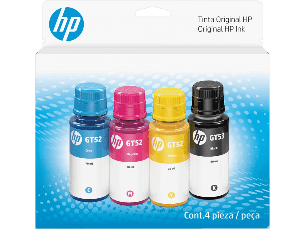 COMBO DE BOTELLAS DE TINTA HP GT53/GT52 PACK DE 4