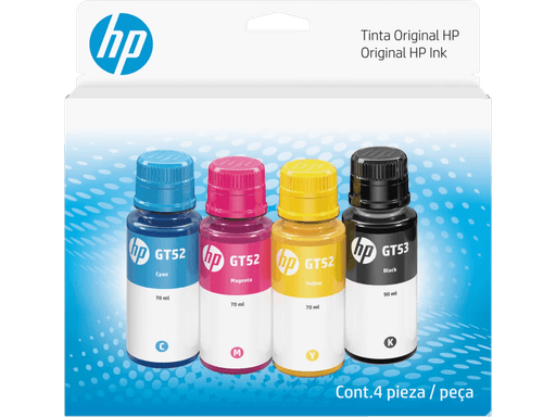 COMBO DE BOTELLAS DE TINTA HP GT53/GT52 PACK DE 4